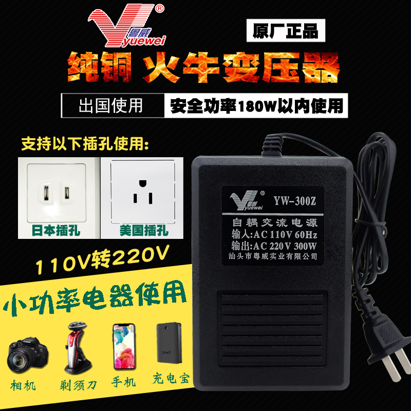 Guangdong Weiwei YW-300Z autodecoupled AC power transformer 110V transformed 220V voltage converter 300W out of the country