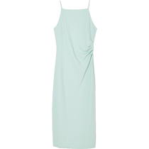 Orange Despire Mint Manbo Straight collar solid cashew strap Dress Skirt Woman 2024 Xias new conspicuge