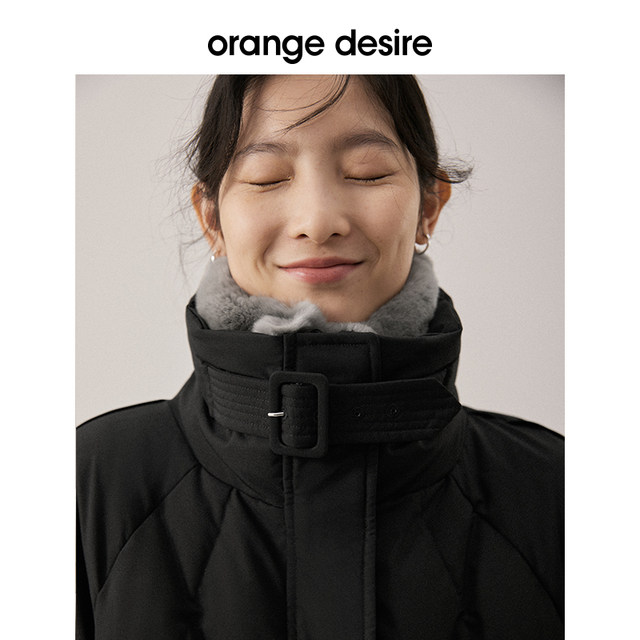 orangedesire white duck down with fur collar down jacket women's 2022 winter new style plus velvet thickened long