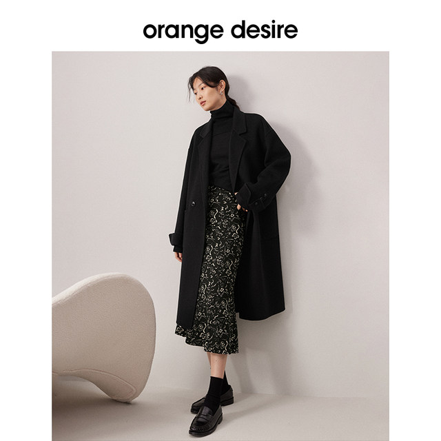 orangedesire mid-length woolen coat women's 2022 winter new double-sided woolen coat loose Korean version