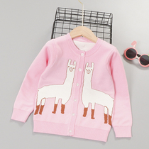  Childrens clothing 2021 new baby jacket girls spring autumn and winter cartoon cotton knitwear childrens Korean candy color cardigan