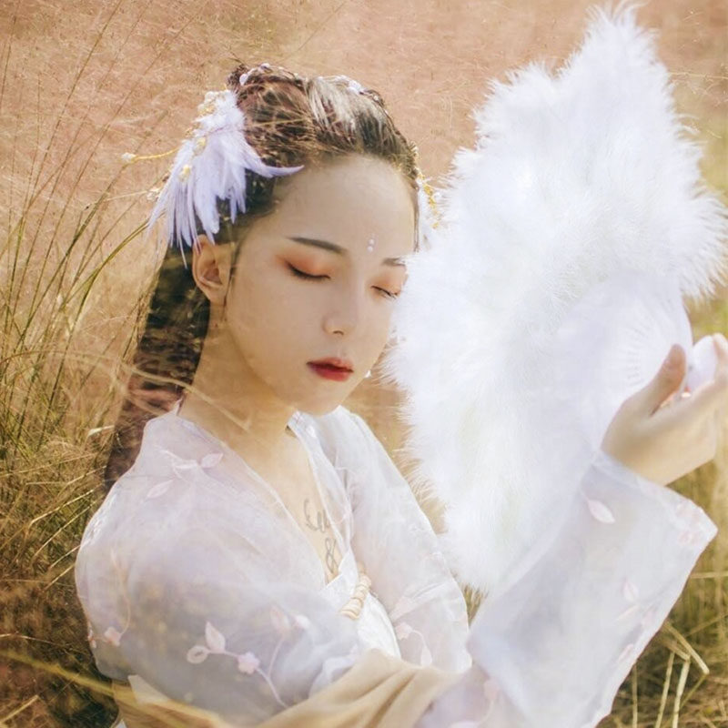 Dance fan dance fan dance fan square dance children adult thicken wool thicker hand twist song feather fan show