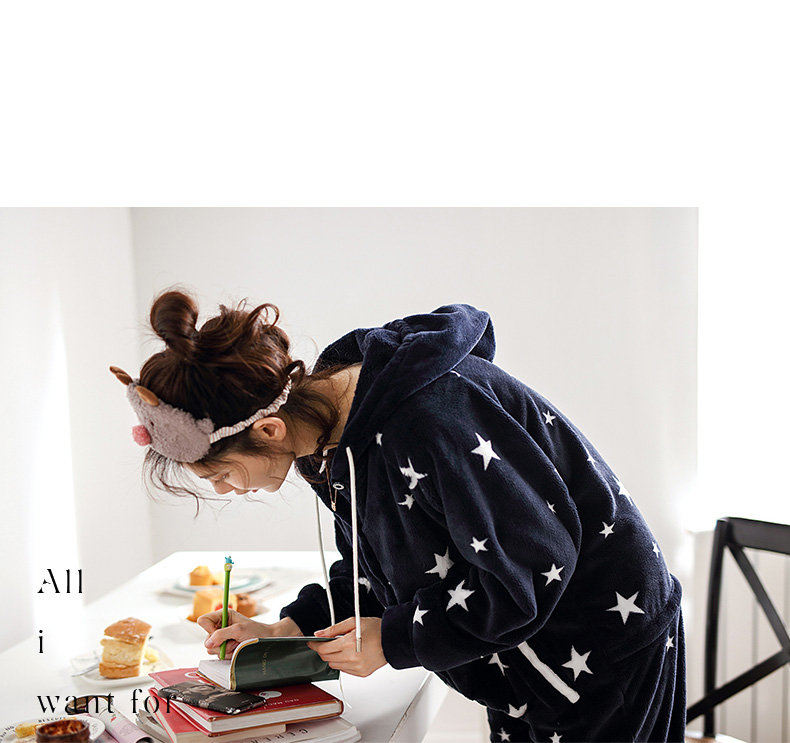 Bellow san hô nhung nữ đồ ngủ thời trang một mảnh dài tay dịch vụ nhà dày flannel những người thân các kiểu đồ bộ mặc ở nhà đẹp