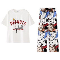 Beiyan cool style pajamas for women summer thin pure cotton short-sleeved home clothes cute Snoopy girl plus size suit