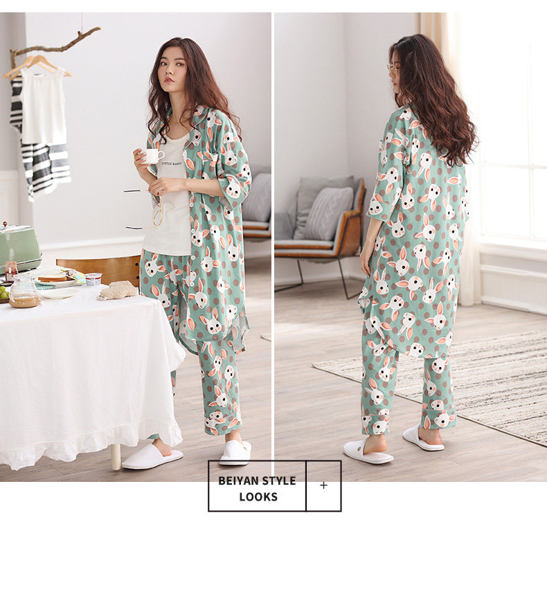 Pyjama pour femme en Coton à manches - Ref 2993176 Image 17