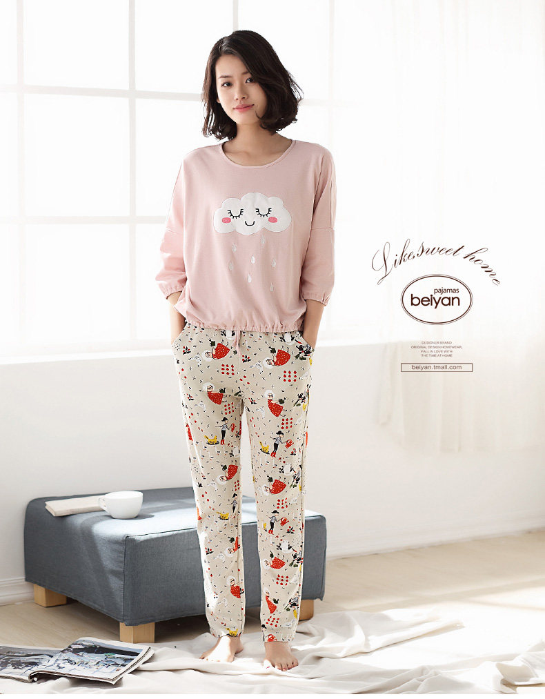 Pyjama pour femme en Coton à manches - Ref 2993132 Image 7