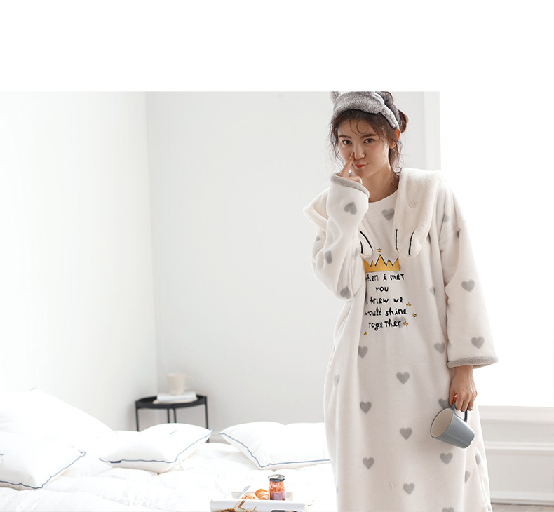 Dưới đây mùa đông san hô nhung nữ đồ ngủ lỏng kích thước lớn phụ nữ dài váy ngủ dày ấm flannel áo đầm đẹp giá rẻ