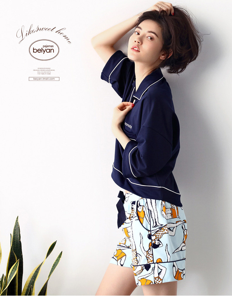 Pyjama pour femme en Coton à manches - Ref 2993118 Image 6