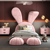 Child Bed Girl Bed 1 8m pink modern minimal rabbit master bedroom with technology pudding double soft bag bed