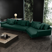 2021 dark green Hong Kong style light luxury first layer of cattle leather leather sofa living room furniture simple modern designer down