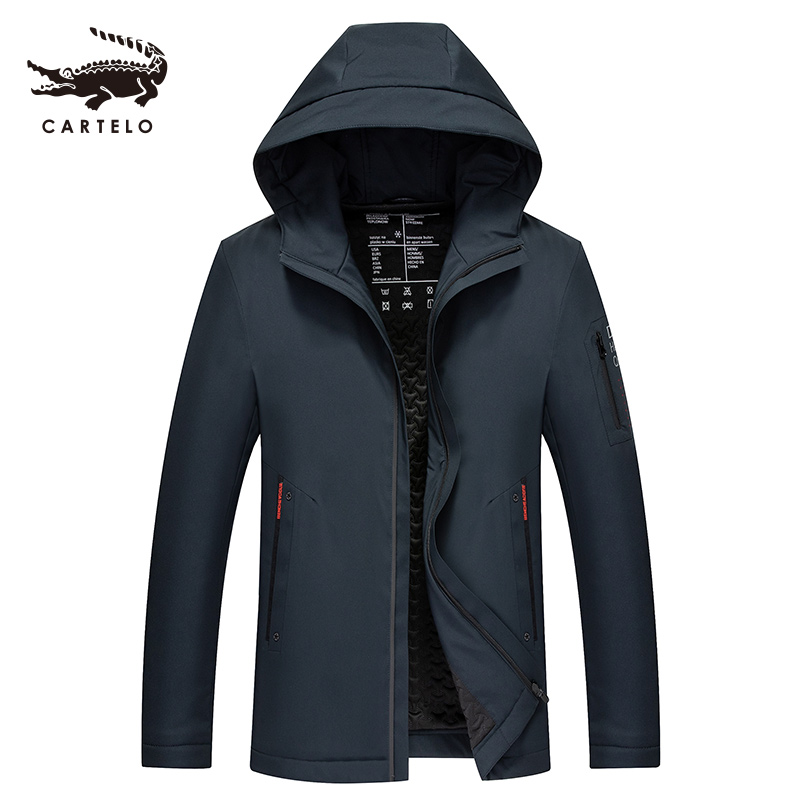 Cadille cá sấu cotton mùa thu mùa đông mới của Men Casual Business trùm đầu bông Coat Sửa chữa Coat cha