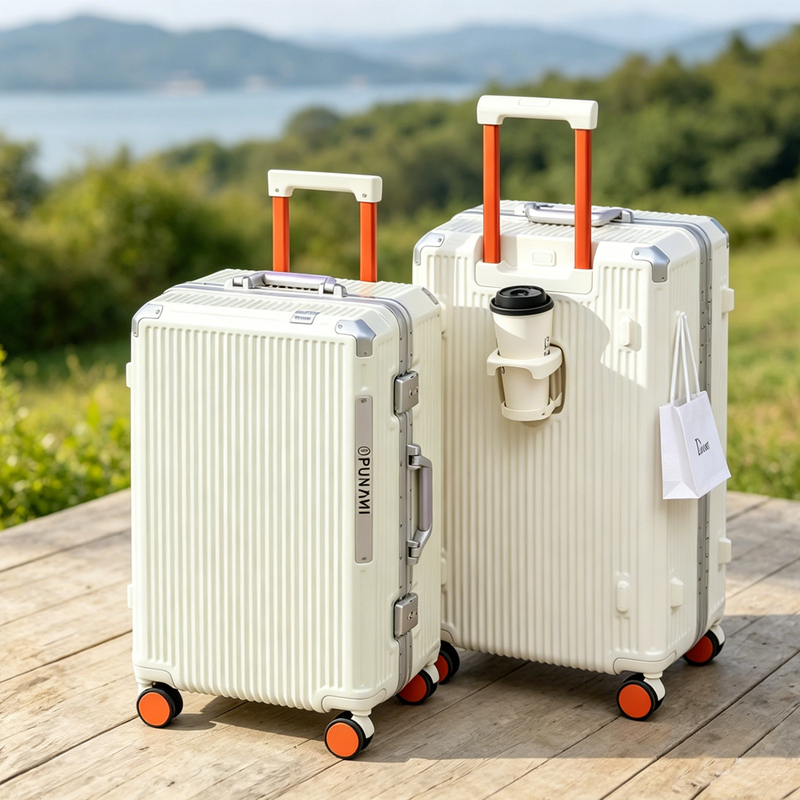 Aluminum Frame Suitcase for Women, 2026 New Model, Multifunctional 3/7 Split Travel Suitcase, Sturdy and Durable, Adults Can Sit on It, Trolley Suitcase