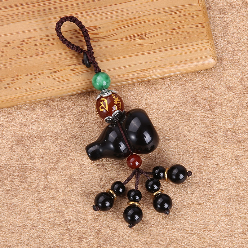 Emperor Jiuzi car key chain pendant obsidian gourd men and women couple creative gift bag pendant jewelry