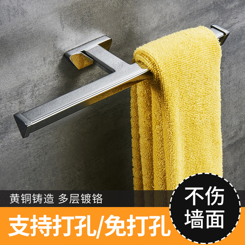 All-copper bathroom Nordic towel ring Powder room bathroom hand towel short towel rack modern double towel hanging ring