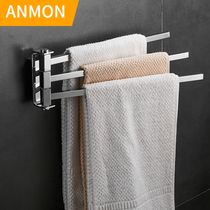 Anmon copper towel rack light luxury bathroom rotating activity towel bar three-bar toilet pendant towel rack