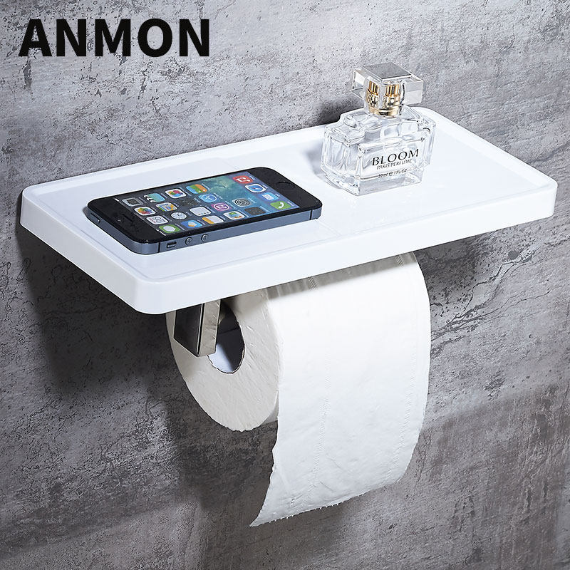 Anmon 304不锈钢手机纸巾架浴室卫生间纸巾盒厕所卷纸架厕纸盒