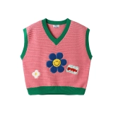 Жилет, свитер, в цветочек, коллекция 2021, в западном стиле, семейный стиль