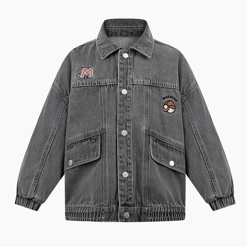 MQD детская одежда, модная и классная джинсовая куртка для мальчиков, весенне-осенний теплый веселый топ с вышитой текстурой и принтом, новинка