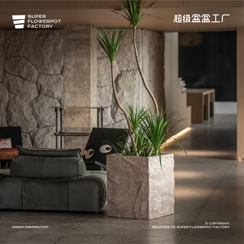 Super Pot Factory Stone Pattern High-Grade Magnesium Clay Simple Green Plant Square Large-Diameter Floor Flower Pot for Home Use Super Pot Factory Stone Pattern High-Grade Magnesium Clay Simple Green Plant Square Large-Diameter Floor Flower Pot for Home Use