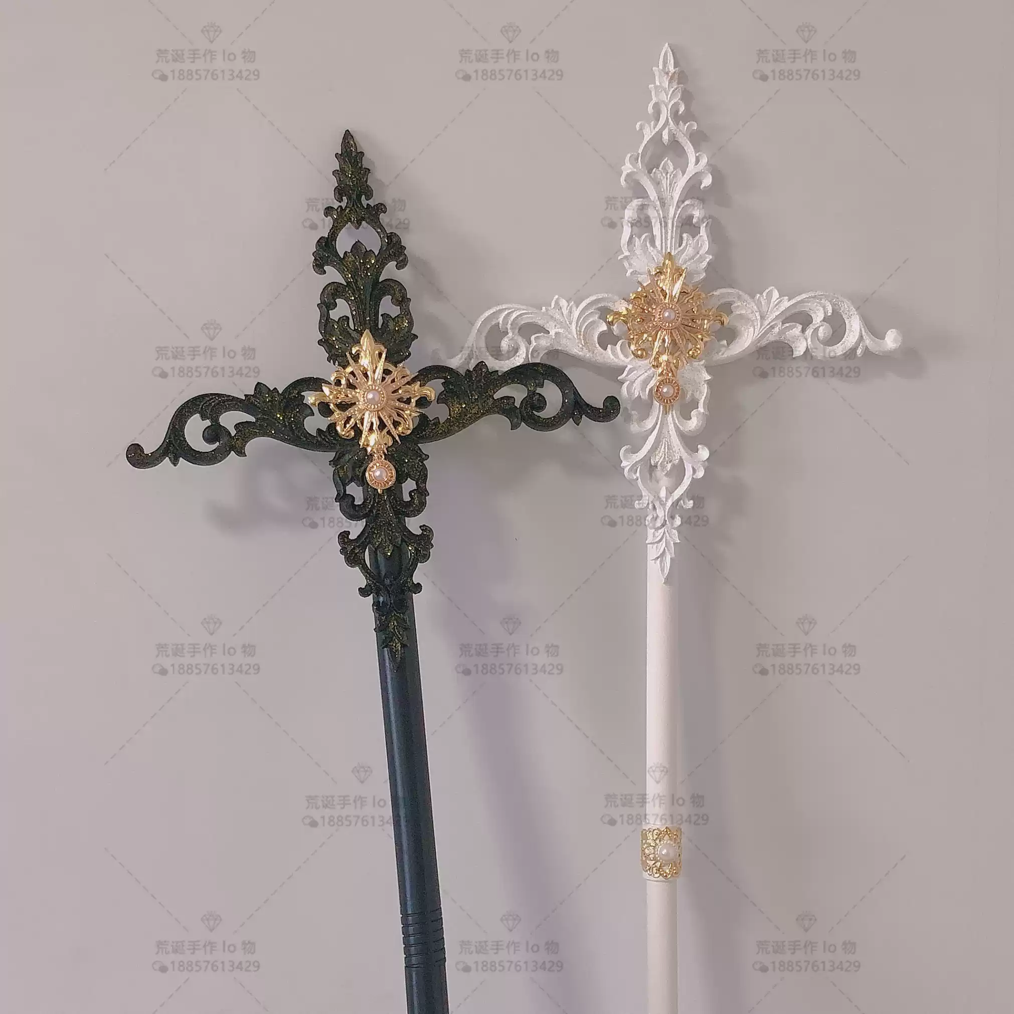 暗黑系权杖道具哥德风格手杖龙骨走秀拍照用cos权杖十字架cos拍摄配饰, image size:2022x2022