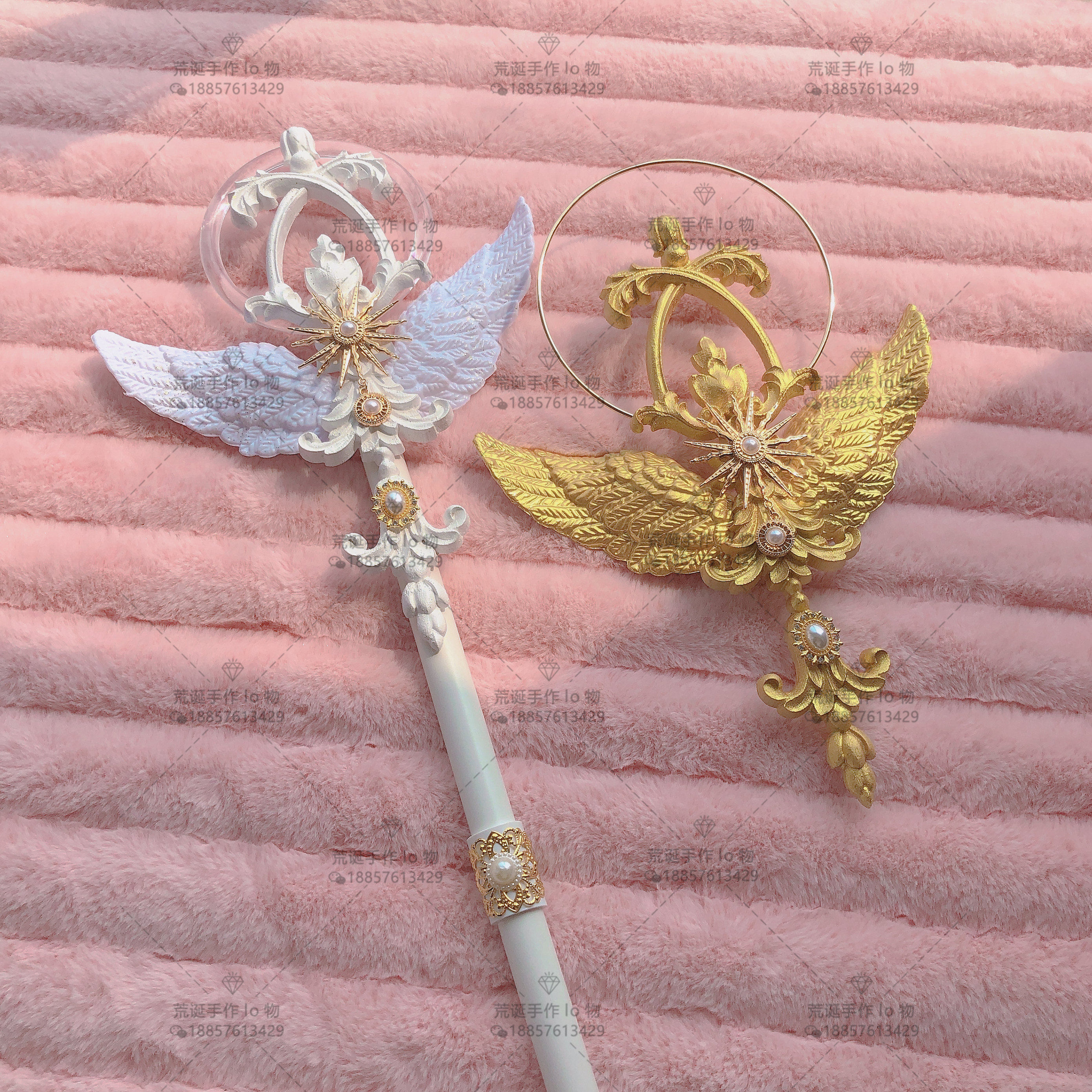 Original Lolita Scepter in Platinum Color with Wings, Super Gorgeous Wedding Tea Party Runway Style Cane, Photo Prop