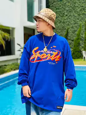 ACUSA SPORTS LONG-sleeved T-shirt flame font design convex paste printing process wide silhouette