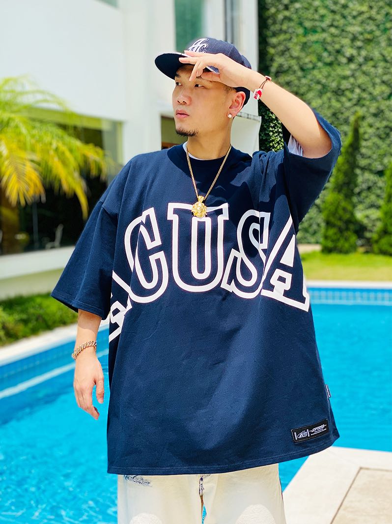 ACUSA SPORTS OVERSIZED letter design Short-sleeved T-shirt traditional glue printing process wide silhouette