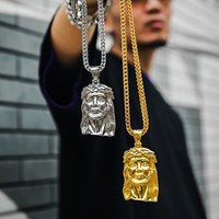 Acusa Millennium HipHop Thorns Jesu Head Crown Head Three-dimensional Carved Large Pendant Three-dimensional Necklace Pendant