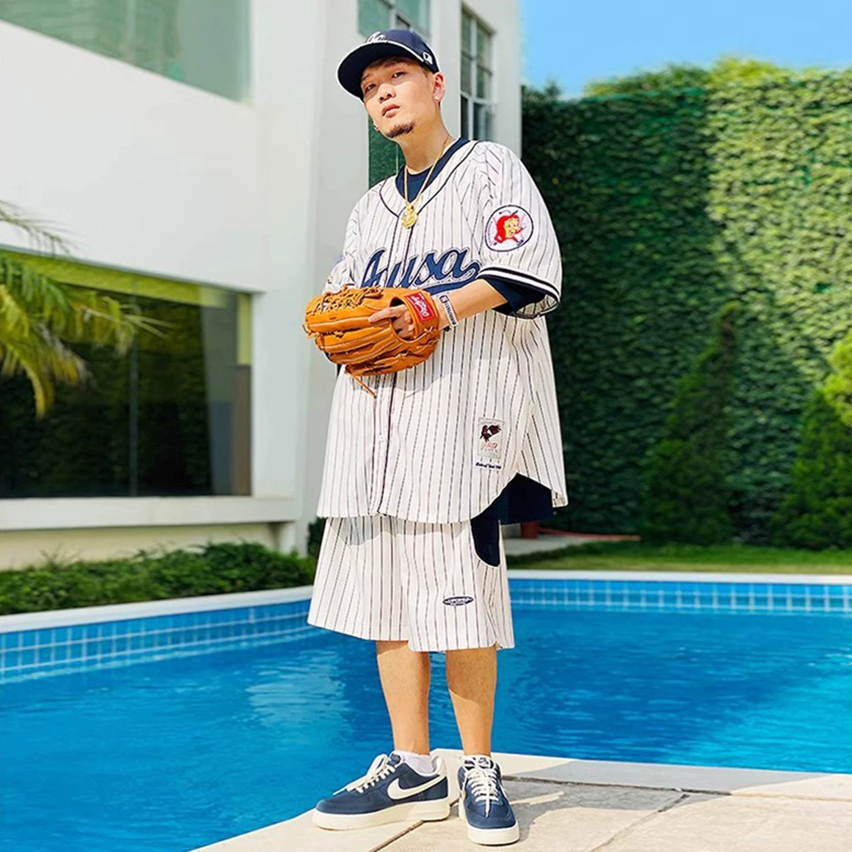 Retro cardigan, football uniform, baseball cloth, with embroidery, with short sleeve