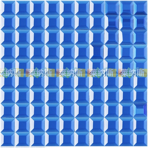 Синяя стеклянная мозаика на стену, зеркальный эффект