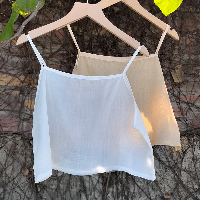 100% Pure Ramie Camisole, 100-Count Ramie, Lightweight and Breathable Cotton-Linen Inner Wear, Anti-Exposure Tube Top Petticoat