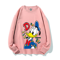 Casual girl wind wear long-sleeved sweater female loose Korean version of tide ins with cartoon Donald Duck printed top