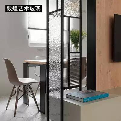 Custom ultra-white stone pattern three-dimensional art glass partition aisle screen doors and windows entrance shoe cabinet can be colored glass