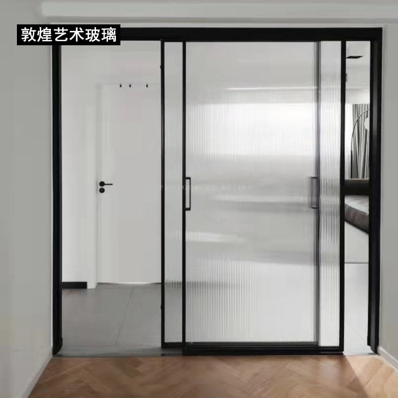 Kitchen Ramen balcony Living room Dressing Room Separator DOOR ALUMINUM ALLOY SUSPENSION WHEEL EXTREMELY NARROW RIM LONG IRIDESCENT GLASS DOOR