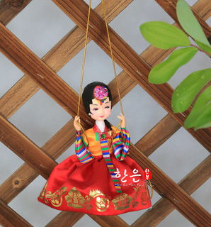 Korean original imported hanbok doll/korean craft ornaments/swing flower girl single doll/he-ww1175