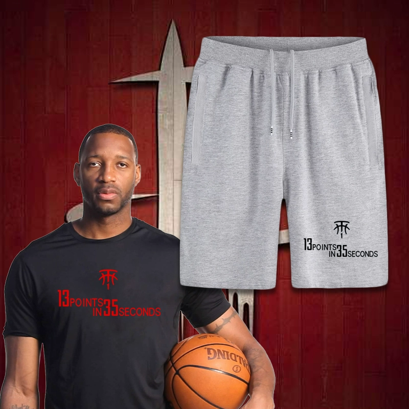 Khoảnh khắc T-MAC McGrady 35 giây 13 phút Quần cotton bóng rổ nguyên chất 5 điểm lỏng lẻo đào tạo quần short thoáng khí - Quần Jogger