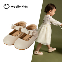 woolly kids leather baby toddler shoes Girls baby non-slip soft soles children autumn cowhide princess shoes