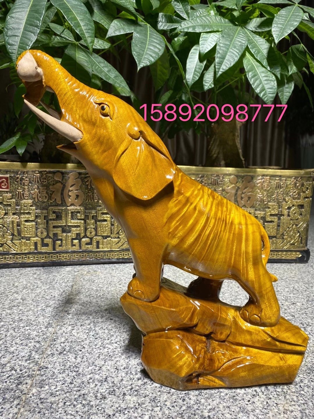 Wood carving root carving ornament handicraft mahogany gloomy gold silk nan wood elephant horse elephant gift home furnishing animals
