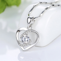 999 sterling silver necklace female choker Net red tide girl heart shaped pendant jewelry Christmas gift for girlfriend