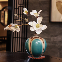 New Chinese Zen Ceramic Vase Ornaments Modern Magnolia Flower Art Living Room Bogulan Porch Dry Flower Decoration
