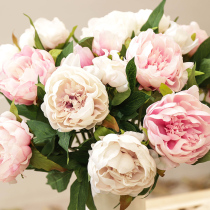 Simulation 3 oil painting peony peony flower fake flower home living room Foreign peony table flower decoration soft decoration flower