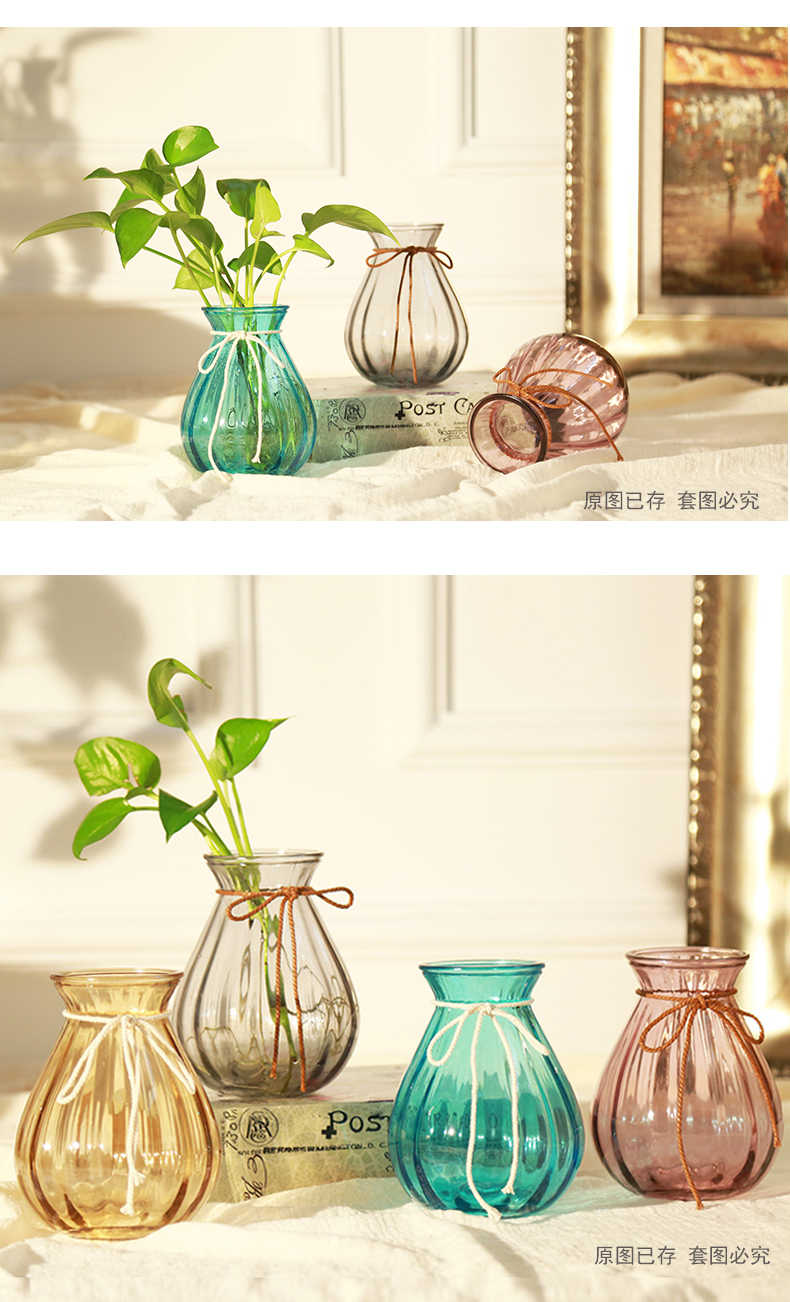 Ins phong cách Bắc Âu thủy tinh nhỏ bình màu nước cây trồng trang trí thủ công hoa khô đồ trang trí hoa sắp xếp - Trang trí nội thất cách trang trí phòng ngủ nhỏ