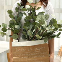 ins Nordic eucalyptus leaf money leaf long pole green plant rose flower arrangement home fake flower decorations