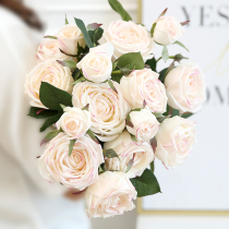 Moisturizing feel rose imitation flower fake flower landing rose flower arrangement single control grass home artificial flower set