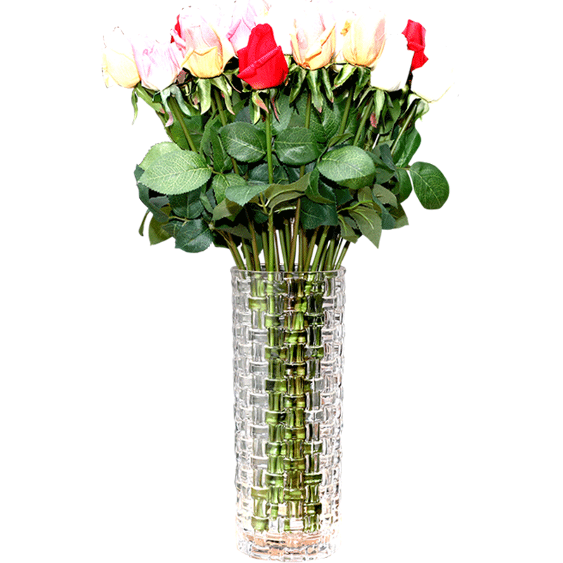 Straight Thick Transparent Glass Vase Lucky Bamboo Hydroponic Lily