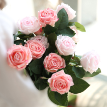 Hand feeling moisturizing simulation flower rose bouquet silk flower simulation bouquet vase set living room interior decoration