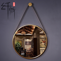Nordic bathroom mirror round mirror makeup mirror round decorative mirror Washbasin wall-mounted bathroom mirror basin Wrought iron mirror
