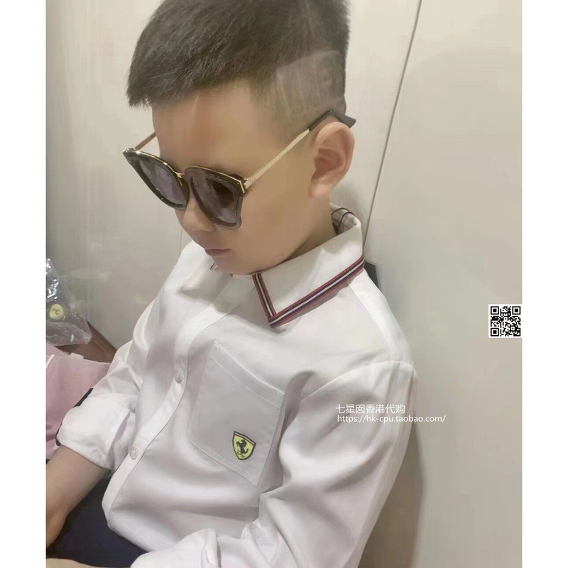 22 Spring and Summer New Long-Sleeved Gentleman's Shirts for School Interviews, Formal Wear, Versatile for Small and Medium-Sized Boys, Ferrari