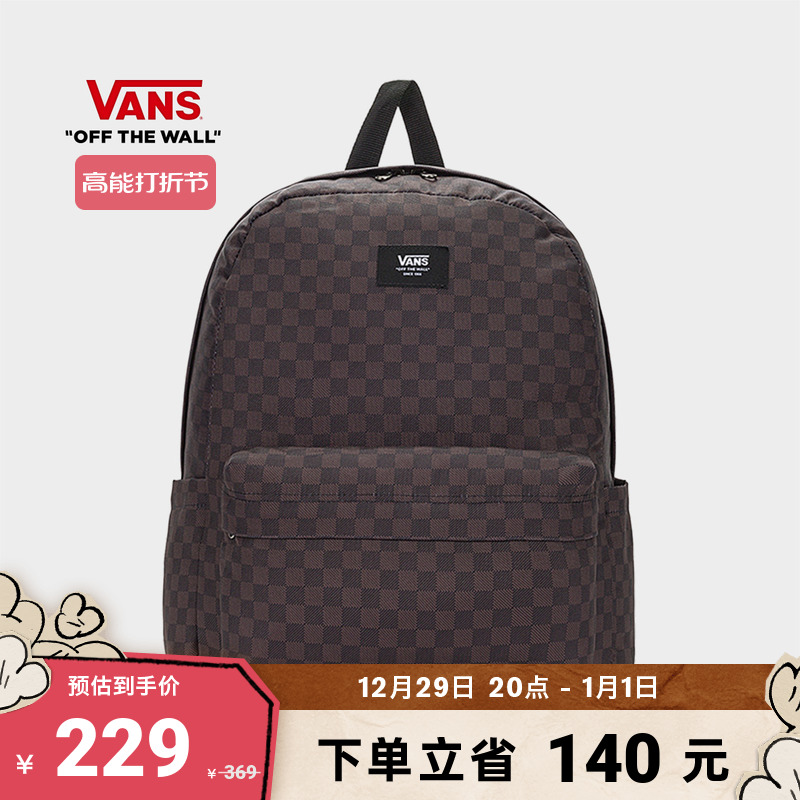 (Discounted section) Vans Van Sans official male and female lovers backpack double shoulder bag black grey chessboard Gair spell-Taobao