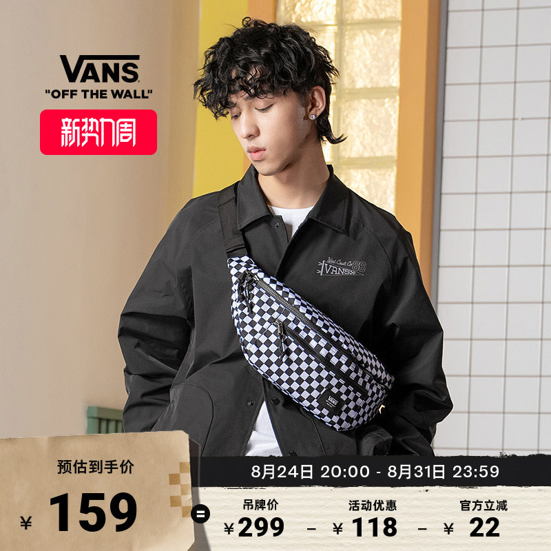 Vans Official Unisex Couple's Waist Bag Black and White Checkered Street Fashion Cool Cover